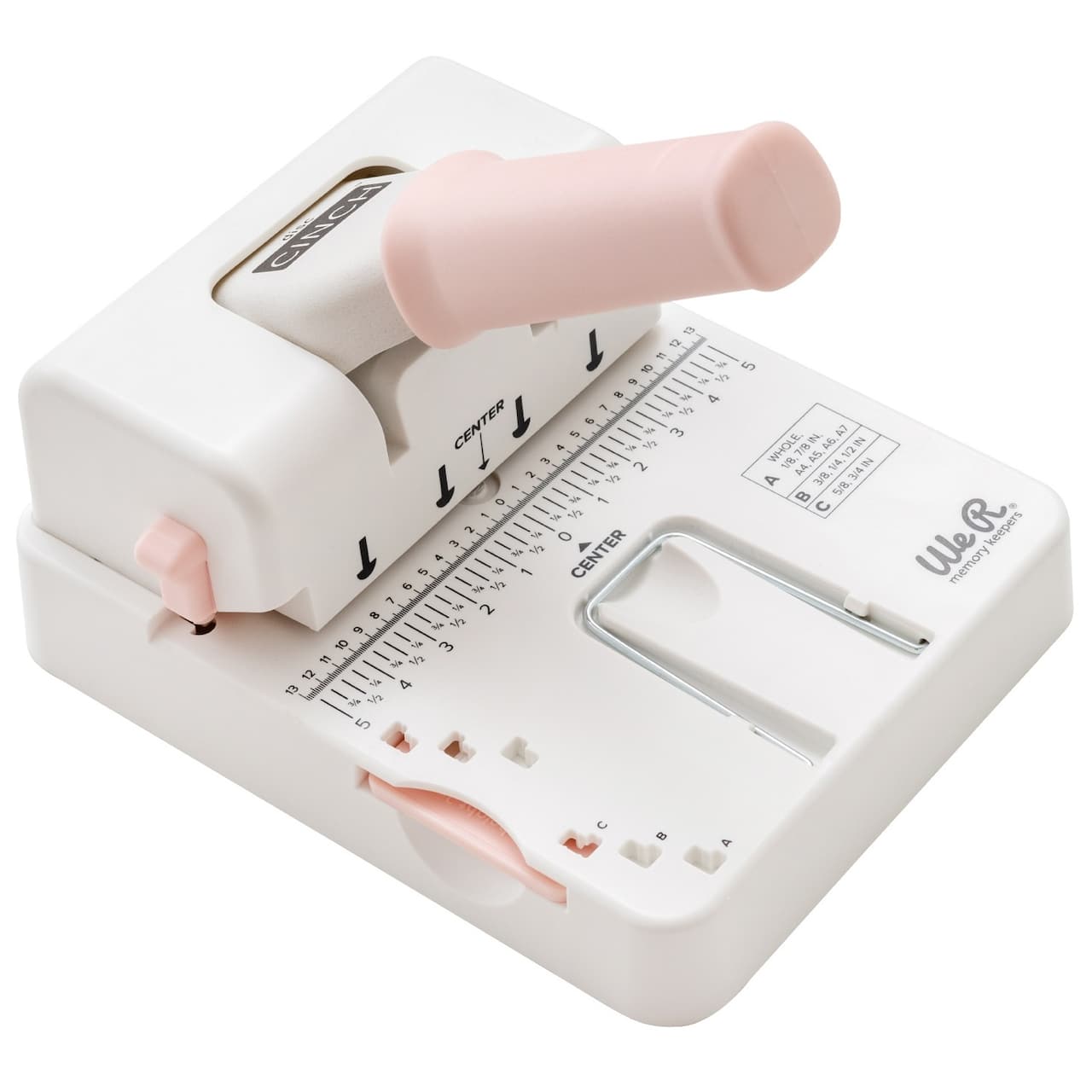  We R Memory Keepers, Cinch Book Binding Machine 2, Pink/White,  Easy to Use Design with Slide Ruler, Compatible with Wire or Spiral Coils,  Make Professional Books, Notebooks, Calendars and More